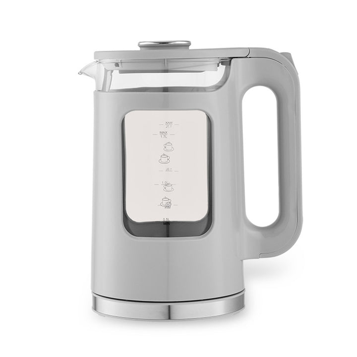 Maestro Glas-Wasserkocher, Fassungsvermögen 1,7 l, Leistung 2200 W, Wasserstandsanzeige, LED-Beleuchtung, drehbarer Sockel, Farbe: Grau, MR-065-GREY