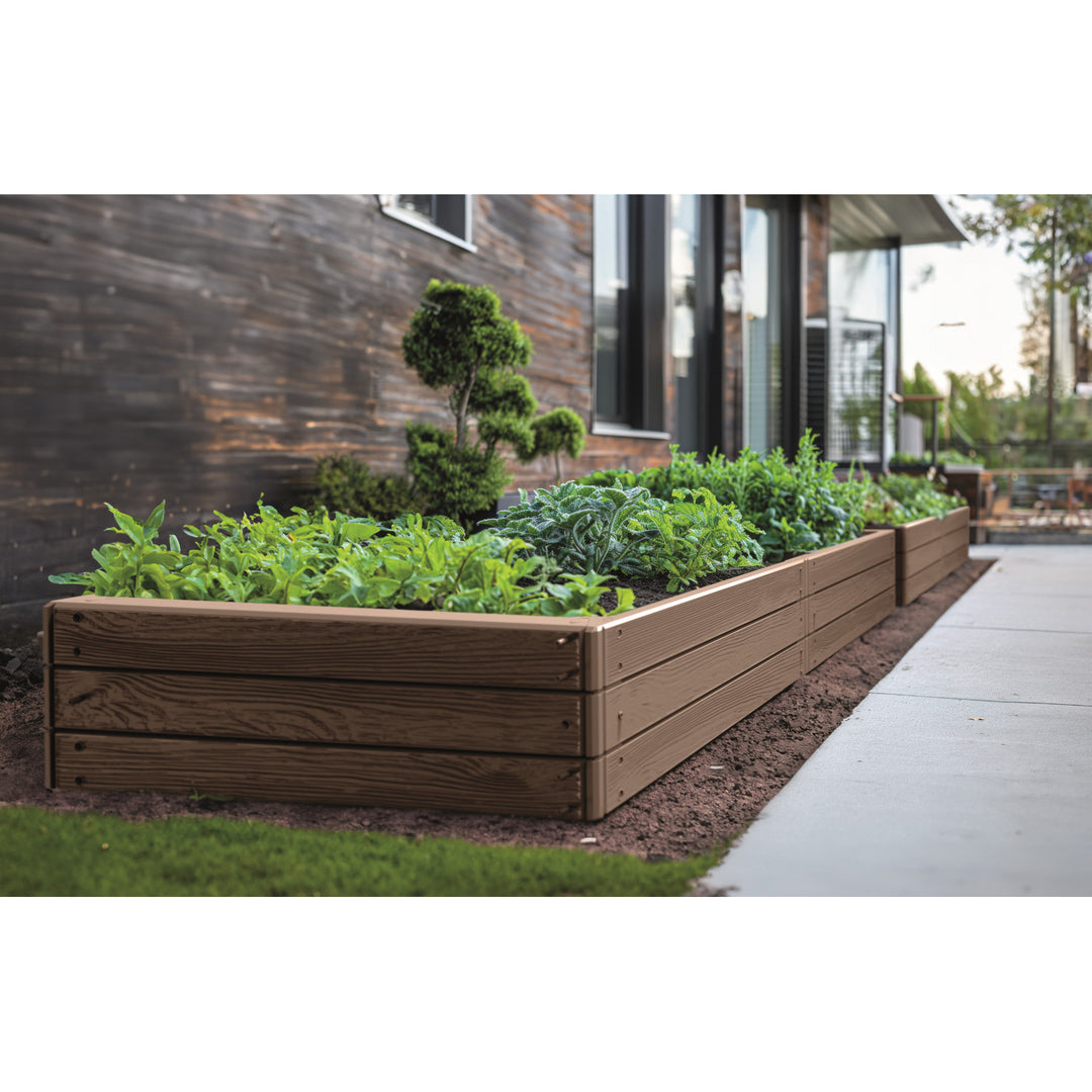 Gartenumrandung Prosperplast Base Woody, 149 x 75 cm, witterungsbeständig, modulare Bauweise, Farbe: Braun, IBWR-7587U