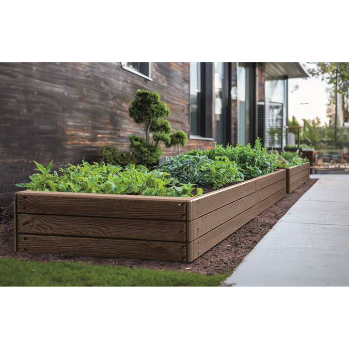 Gartenumrandung Prosperplast Base Woody, 149 x 75 cm, witterungsbeständig, modulare Bauweise, Farbe: Braun, IBWR-7587U