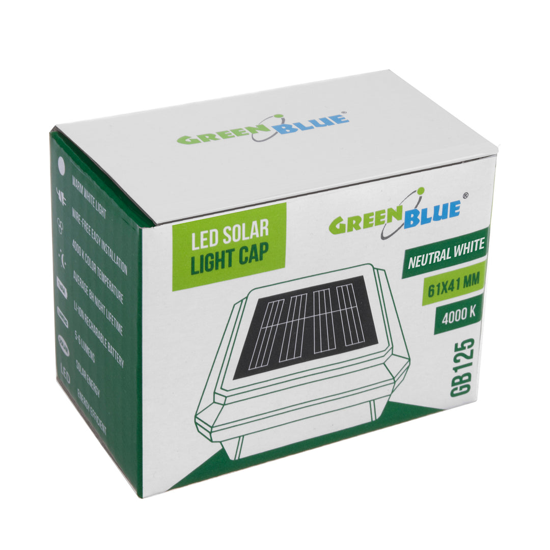 GreenBlue LED-Solarlampe für Pfosten, 60 x 40 mm, Briefumschlag-Abdeckung, GB125, 2 Stück