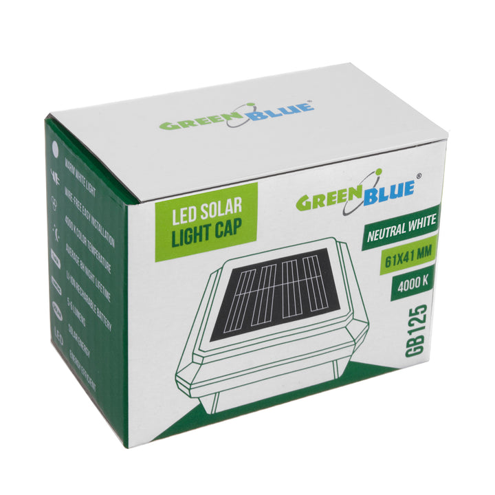 GreenBlue LED-Solarlampe für Pfosten, 60 x 40 mm, Briefumschlag-Abdeckung, GB125, 2 Stück