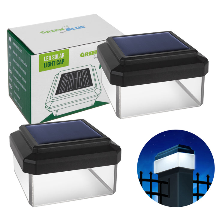 GreenBlue LED-Solarleuchte für Pfosten, 60 x 60 mm, Briefumschlag-Abdeckung, GB126, 2 Stück