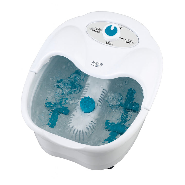 Adler Fußmassagegerät, Sprudel-, Vibrations- und Wärmemassage, Infrarot, 4 Rollen + 3 Aufsätze, AD 2167 White