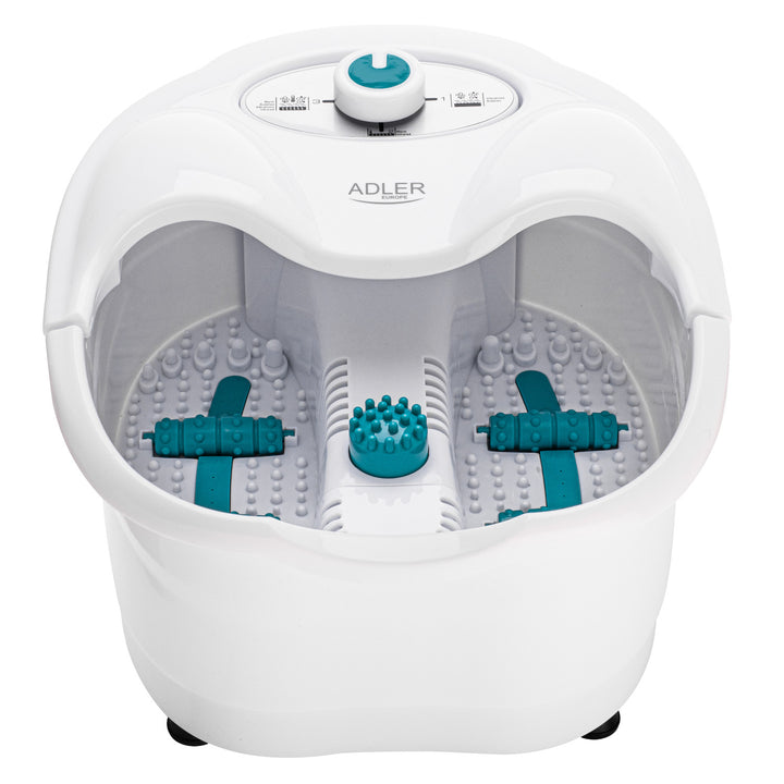 Adler Fußmassagegerät, Sprudel-, Vibrations- und Wärmemassage, Infrarot, 4 Rollen + 3 Aufsätze, AD 2167 White