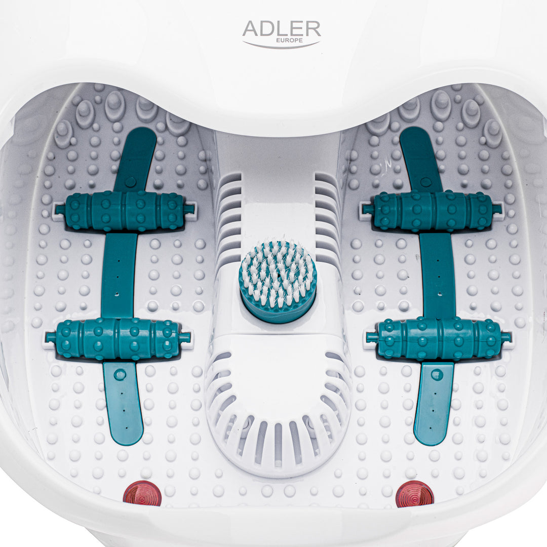 Adler Fußmassagegerät, Sprudel-, Vibrations- und Wärmemassage, Infrarot, 4 Rollen + 3 Aufsätze, AD 2167 White