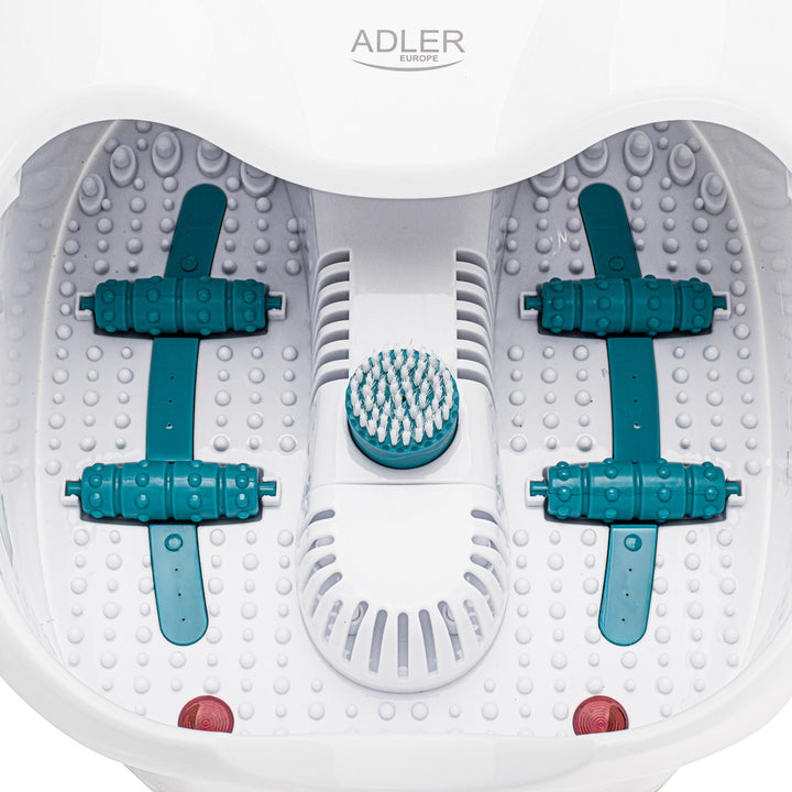 Adler Fußmassagegerät, Sprudel-, Vibrations- und Wärmemassage, Infrarot, 4 Rollen + 3 Aufsätze, AD 2167 White