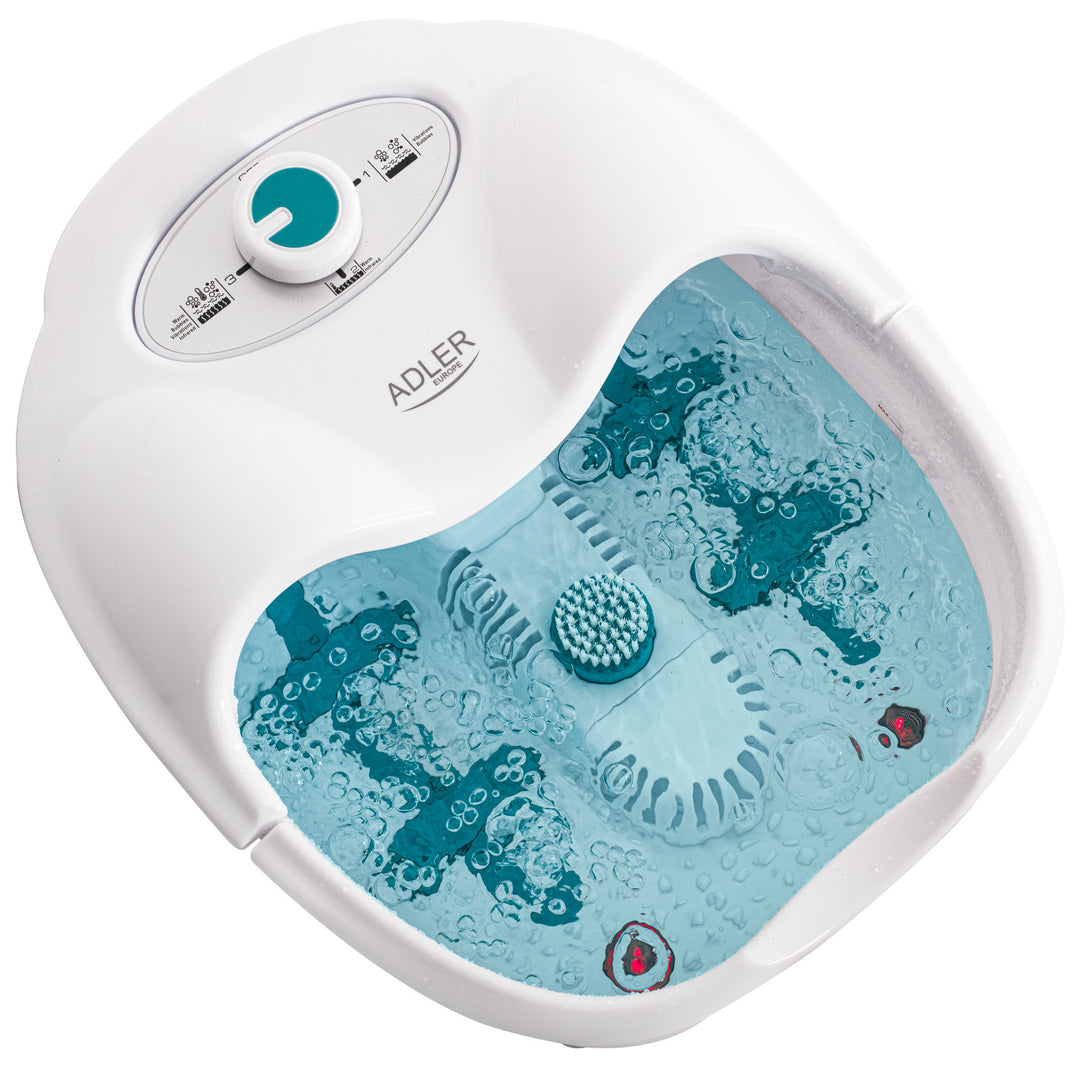 Adler Fußmassagegerät, Sprudel-, Vibrations- und Wärmemassage, Infrarot, 4 Rollen + 3 Aufsätze, AD 2167 White