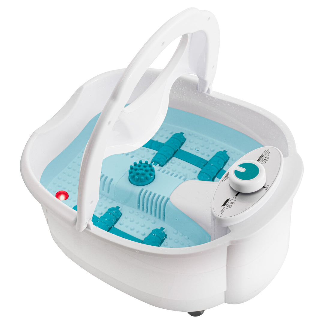 Adler Fußmassagegerät, Sprudel-, Vibrations- und Wärmemassage, Infrarot, 4 Rollen + 3 Aufsätze, AD 2167 White