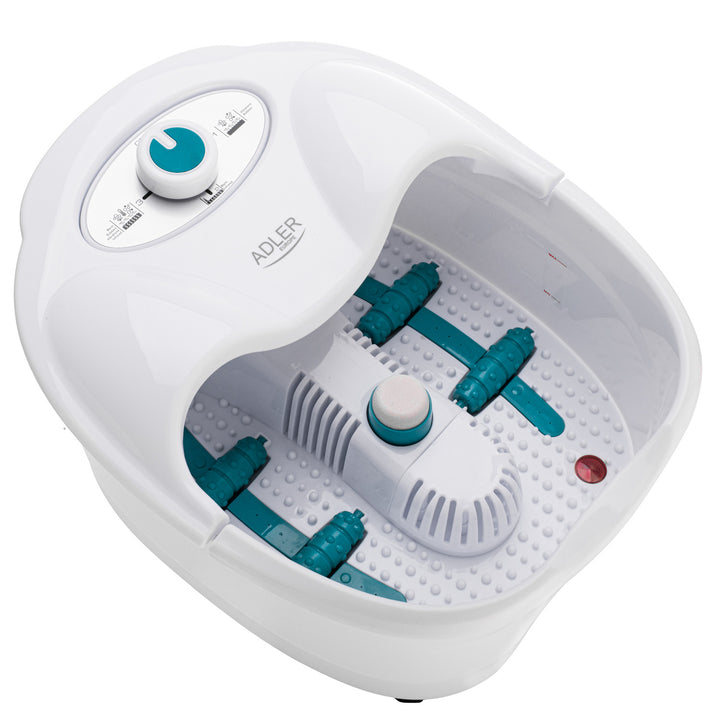 Adler Fußmassagegerät, Sprudel-, Vibrations- und Wärmemassage, Infrarot, 4 Rollen + 3 Aufsätze, AD 2167 White