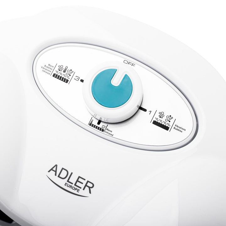 Adler Fußmassagegerät, Sprudel-, Vibrations- und Wärmemassage, Infrarot, 4 Rollen + 3 Aufsätze, AD 2167 White