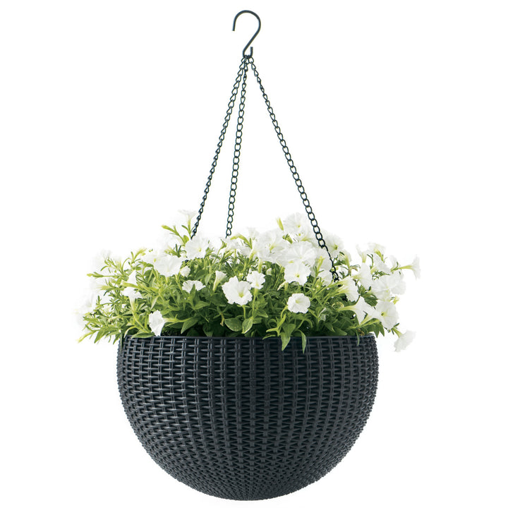 Hängepflanzgefäß Keter Sphere Planter, Farbe Anthrazit, 4 Stück