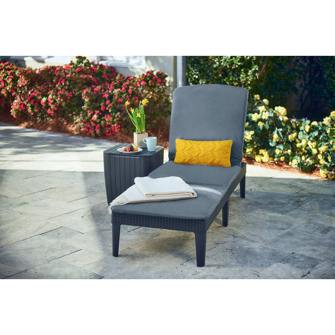 Kissen für den Liegestuhl Jaipur, Farbe: Dunkelgrau, Stoff S-500, Größe 190 x 60 cm, zwei Befestigungssysteme, wasserabweisend, vollständig waschbar, S-49
