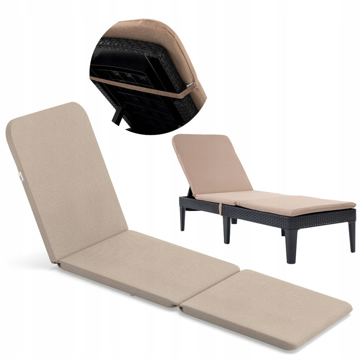 Kissen für Liegestuhl Jaipur, Farbe Beige, Stoff S-550 Melange, Größe 190 x 60 cm, zwei Befestigungssysteme, wasserabweisend, vollständig waschbar, Melange S-21