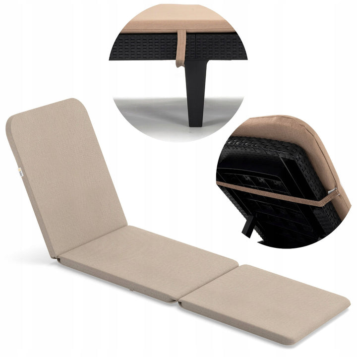 Kissen für Liegestuhl Jaipur, Farbe Beige, Stoff S-550 Melange, Größe 190 x 60 cm, zwei Befestigungssysteme, wasserabweisend, vollständig waschbar, Melange S-21