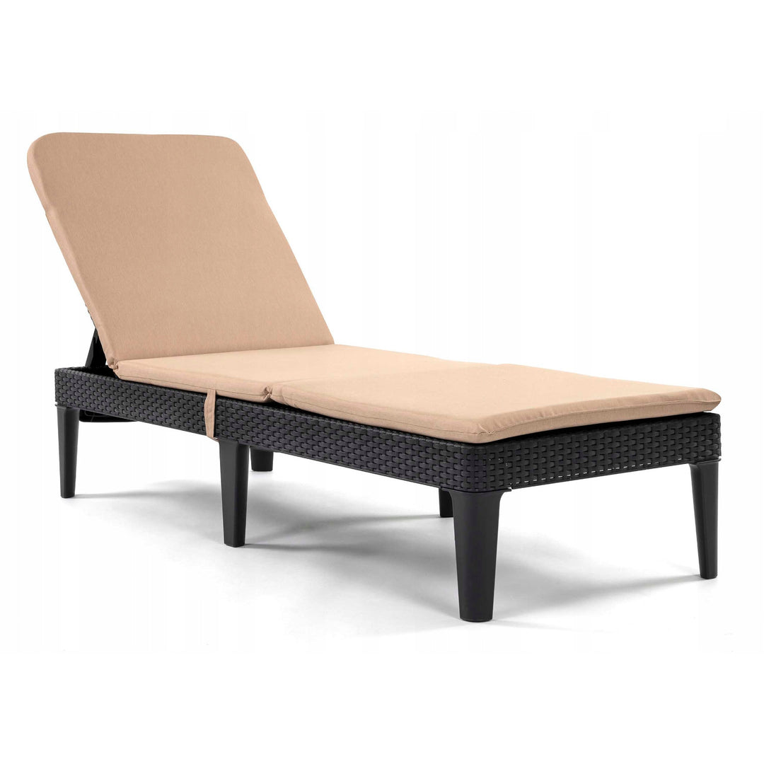 Kissen für Liegestuhl Jaipur, Farbe Beige, Stoff S-550 Melange, Größe 190 x 60 cm, zwei Befestigungssysteme, wasserabweisend, vollständig waschbar, Melange S-21