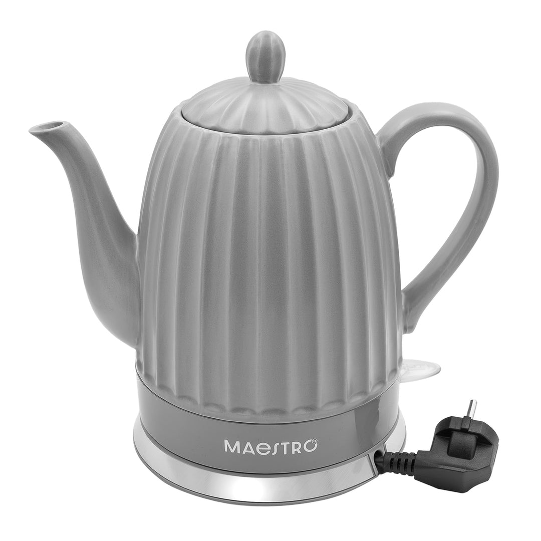 Maestro Keramik-Wasserkocher, Farbe: Grau, Leistung: 1500 W, Fassungsvermögen: 1,5 l, drehbarer Sockel, Wasserstandsanzeige, Netzkabel: 65 cm, MR-077