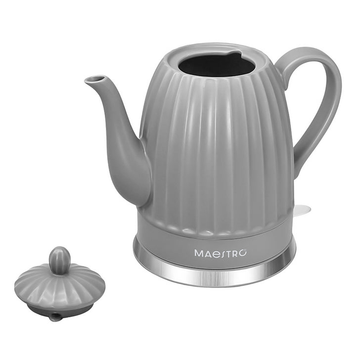 Maestro Keramik-Wasserkocher, Farbe: Grau, Leistung: 1500 W, Fassungsvermögen: 1,5 l, drehbarer Sockel, Wasserstandsanzeige, Netzkabel: 65 cm, MR-077