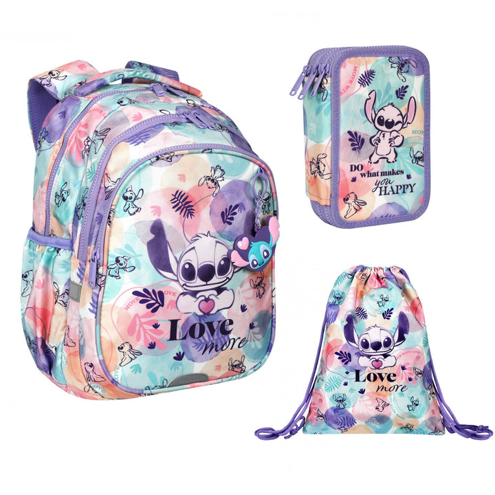 Stitch Coolpack-Schulset, 2-Kammer-Rucksack „Jerry“ (15"), Federmäppchen „Jumper 3“ und Sporttasche für Schuhe
