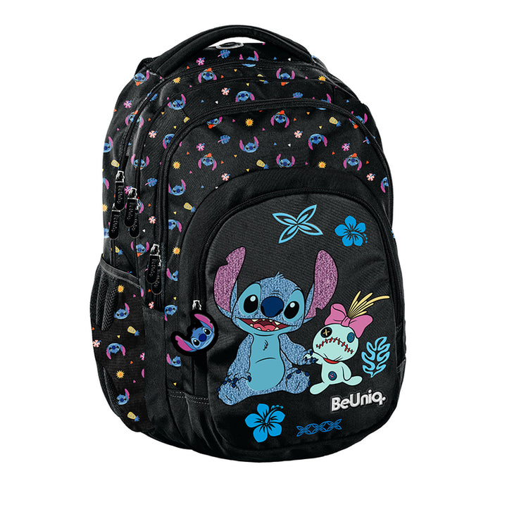 Stitch Paso Schulset, Rucksack mit drei Fächern, Laptopfach und verstärkter Unterseite, Federmäppchen mit Gummibändern für Schreibutensilien, Schuhbeutel, der auf den Rücken geschnallt werden kann, DS26MM