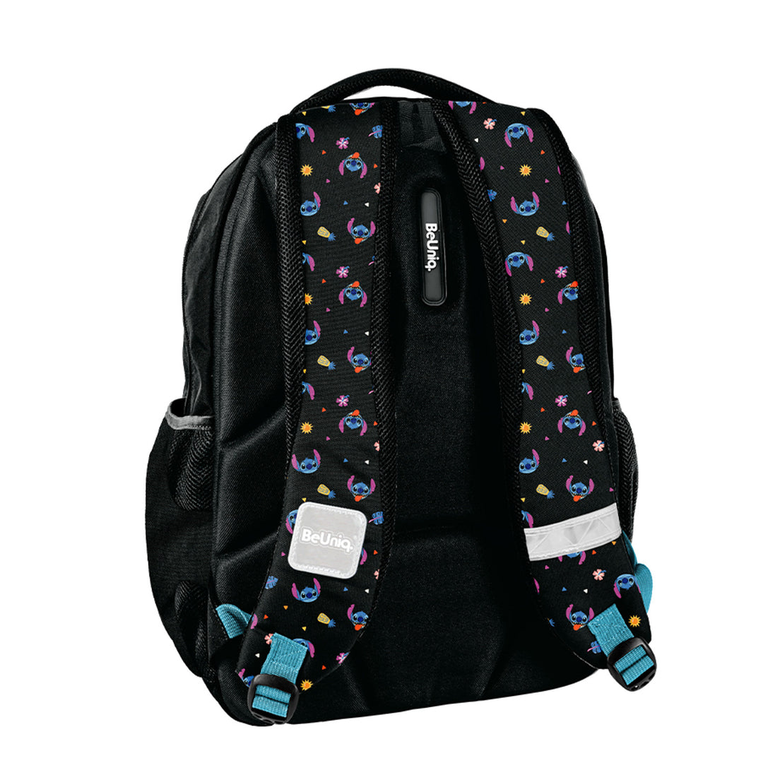 Stitch Paso Schulset, Rucksack mit drei Fächern, Laptopfach und verstärkter Unterseite, Federmäppchen mit Gummibändern für Schreibutensilien, Schuhbeutel, der auf den Rücken geschnallt werden kann, DS26MM
