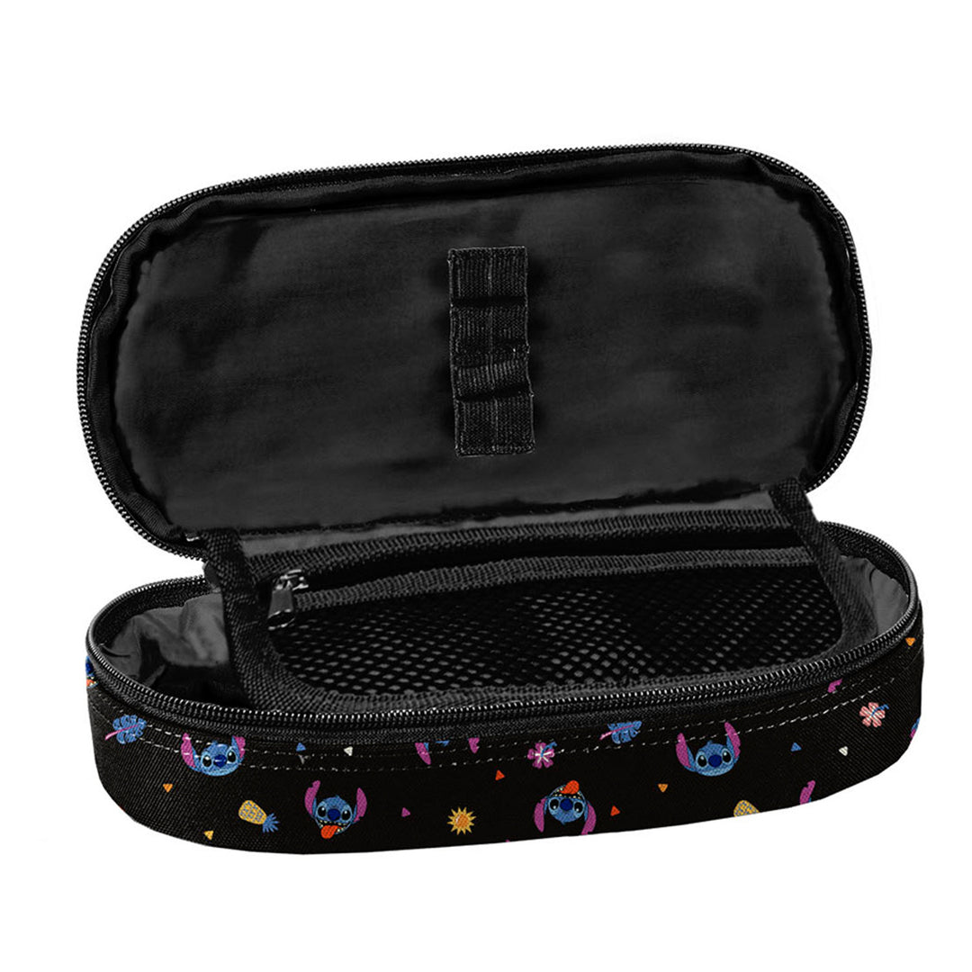 Stitch Paso Schulset, Rucksack mit drei Fächern, Laptopfach und verstärkter Unterseite, Federmäppchen mit Gummibändern für Schreibutensilien, Schuhbeutel, der auf den Rücken geschnallt werden kann, DS26MM