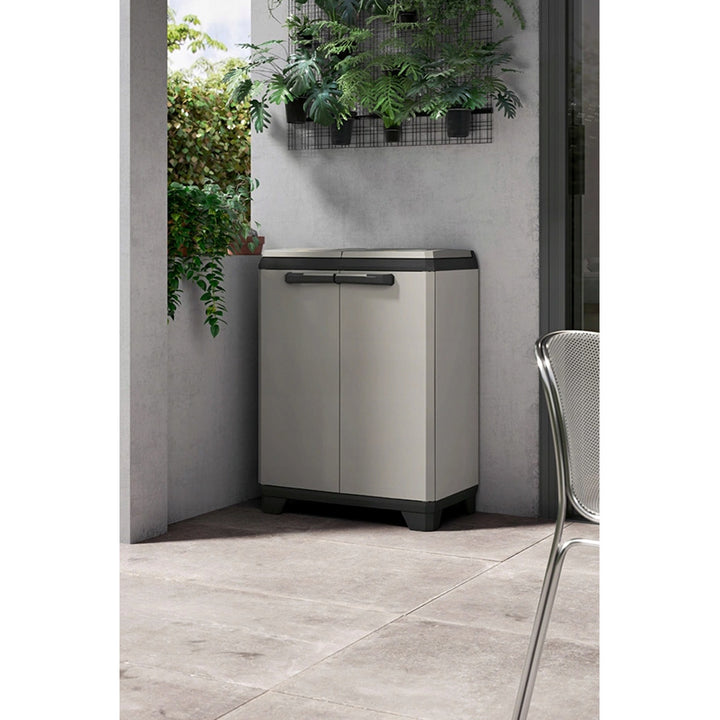 Abfalltrennbehälter Keter Planet, Fassungsvermögen 2 x 110 l, Farbe: Grau, 68 x 39 x 92 cm, 246640