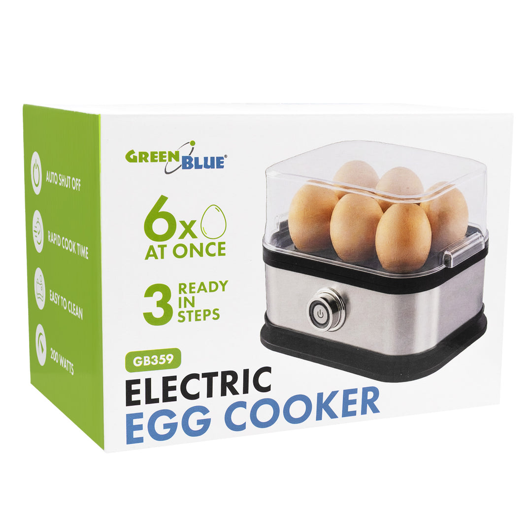 GreenBlue Eierkocher, Leistung 200 W, für bis zu 6 Eier, Messbecher, 220–240 V~, 50/60 Hz, GB359