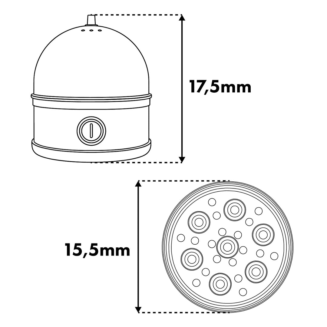 GreenBlue Eierkocher aus Edelstahl, Leistung 200 W, für bis zu 7 Eier, Messbecher, 220–240 V~, 50/60 Hz, GB357