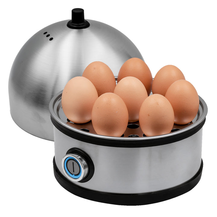 GreenBlue Eierkocher aus Edelstahl, Leistung 200 W, für bis zu 7 Eier, Messbecher, 220–240 V~, 50/60 Hz, GB357
