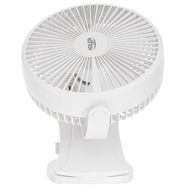 Tischventilator mit Clip, akkubetrieben, 15,5 cm, 360° drehbar, USB-C, Adler