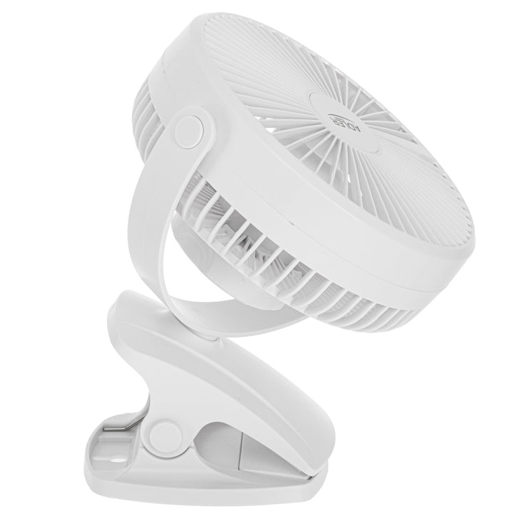 Tischventilator mit Clip, akkubetrieben, 15,5 cm, 360° drehbar, USB-C, Adler