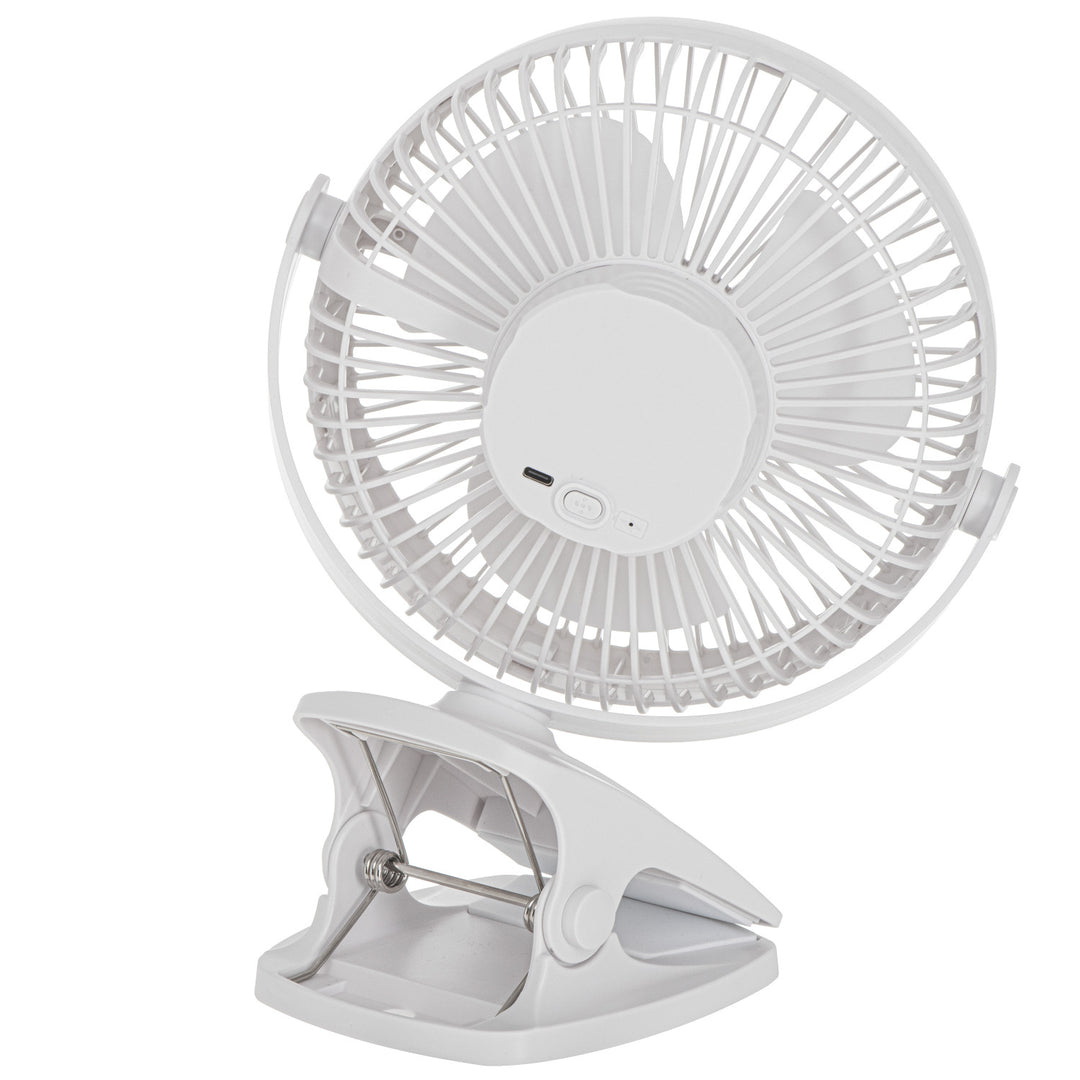 Tischventilator mit Clip, akkubetrieben, 15,5 cm, 360° drehbar, USB-C, Adler