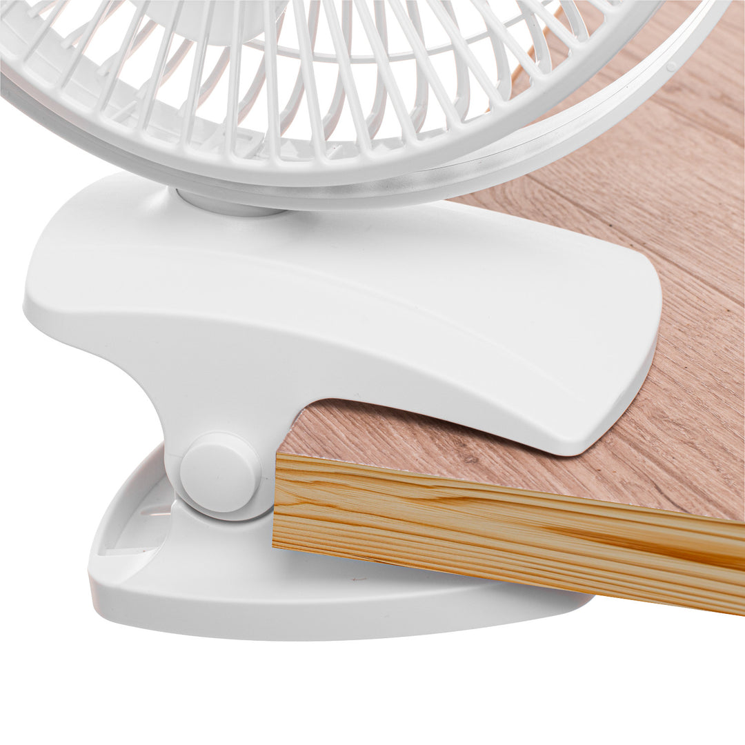 Tischventilator mit Clip, akkubetrieben, 15,5 cm, 360° drehbar, USB-C, Adler