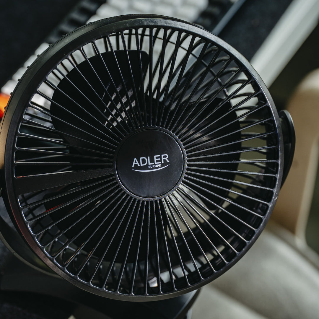 Tischventilator mit Clip, akkubetrieben, 15,5 cm, 360° drehbar, USB-C, Adler