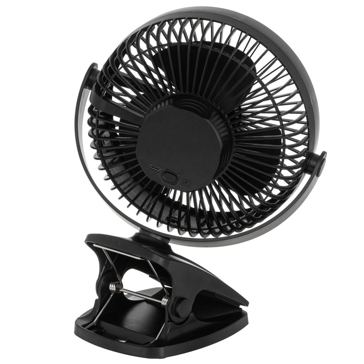 Tischventilator mit Clip, akkubetrieben, 15,5 cm, 360° drehbar, USB-C, Adler