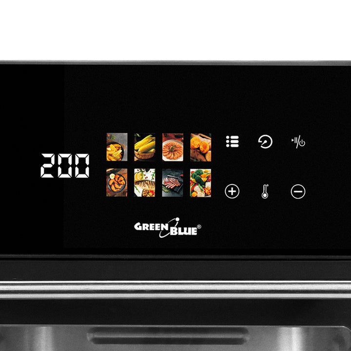 GreenBlue AIR FRYER Heißluftfritteuse, 1800 W, 10 l Fassungsvermögen, 8 Programme, Zubehör, Timer, GB950 + Thermometer/Fühler, GreenBlue GB178