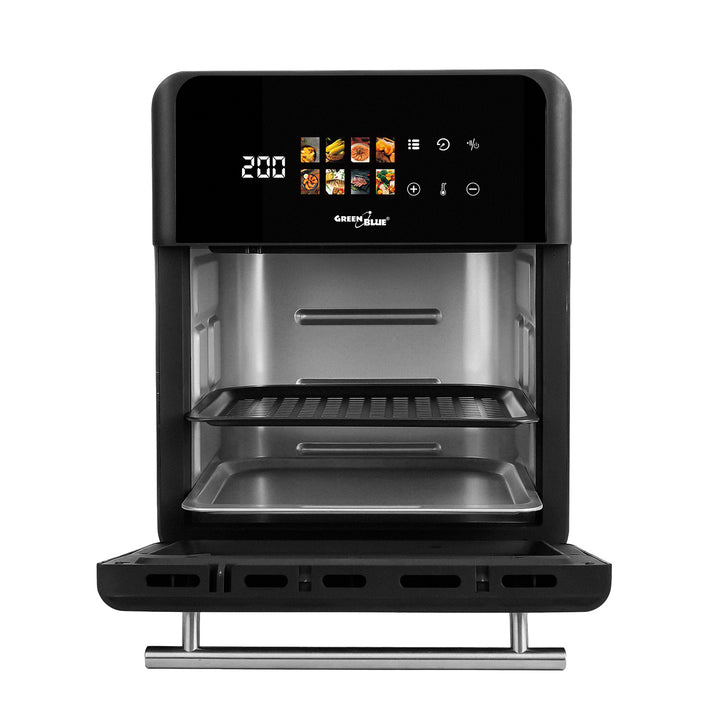 GreenBlue AIR FRYER Heißluftfritteuse, 1800 W, 10 l Fassungsvermögen, 8 Programme, Zubehör, Timer, GB950 + 100 Stück 16-cm-Papierbeutel