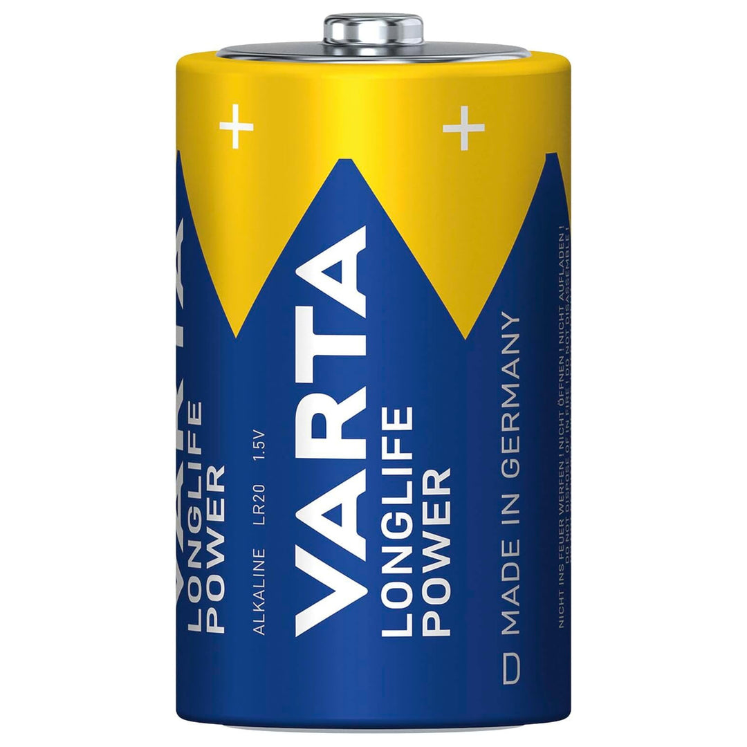 4x R-20-Batterie (R20 D), 1,5 V, Alkali, Longlife Power, Varta