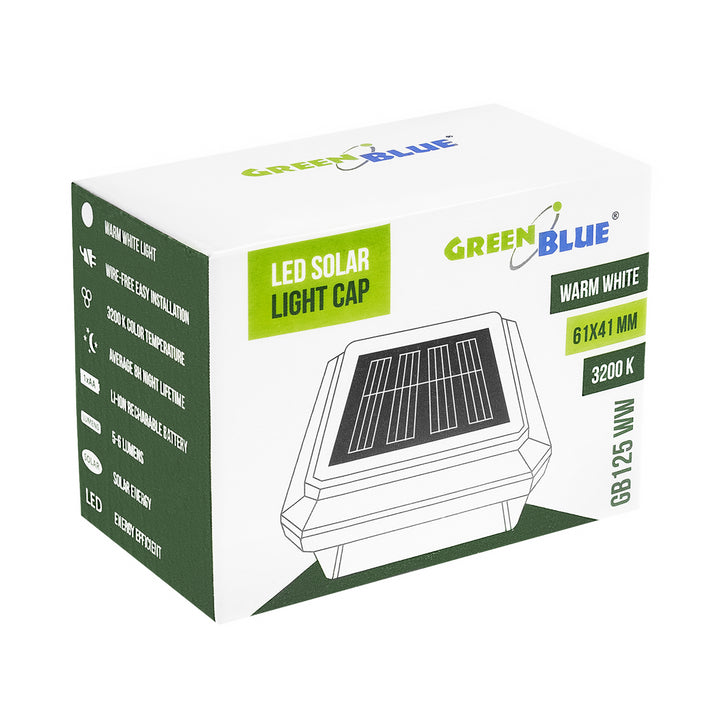 GreenBlue LED-Solarlampe für Pfosten, 60 x 40 mm, Briefumschlag-Abdeckung, 3200 K, GB125 WW, 2 Stück