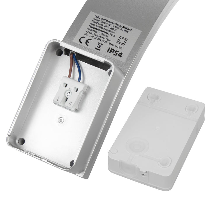 Maclean LED-Fassadenleuchte, 800 lm, IP54, 10 W, Tageslichtweiß (4000 K), silberfarben, MCE343 SV, 2 Stück