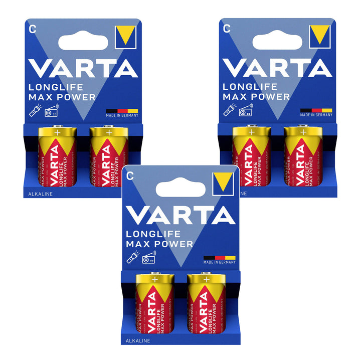 6x R-14-Batterie (R14 C), 1,5 V, Alkali, Varta Longlife Max Power