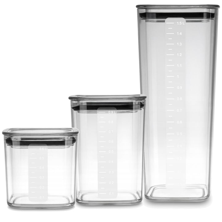 Practic-Küchenbehälter für lose Lebensmittel, Fassungsvermögen 0,6 l, 0,9 l, 1,5 l, Deckel mit Dichtung,