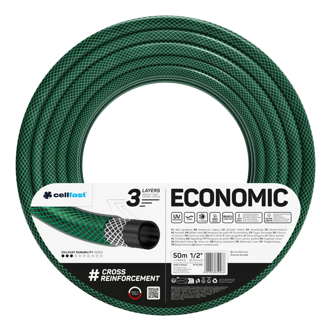 Cellfast Aluplus Schlauchwagen 1/2" 60 m + Cellfast Economic Gartenschlauch 1/2" 50 m