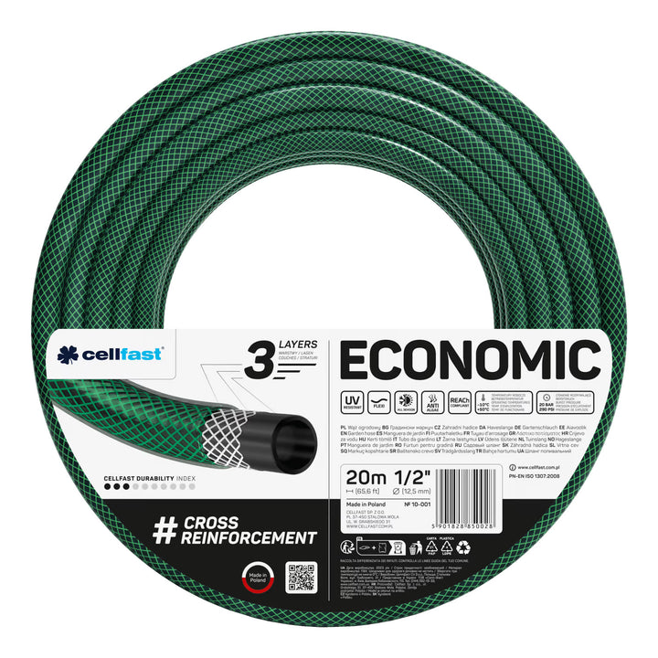 Cellfast Aluplus Schlauchwagen 1/2" 60 m + Cellfast Economic Gartenschlauch 1/2" 20 m + Set mit Cellfast Basic Sprühkopf 1/2"
