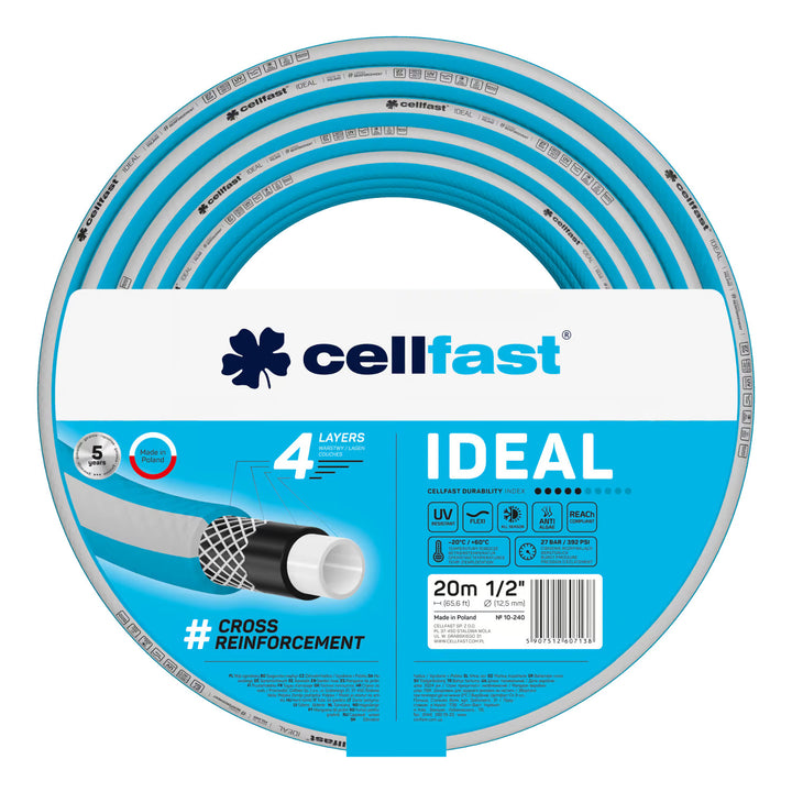 Cellfast Aluplus Schlauchwagen 1/2" 60 m + Cellfast IDEAL Gartenschlauch 1/2" 20 m + Set mit Cellfast Basic Sprühkopf 1/2"
