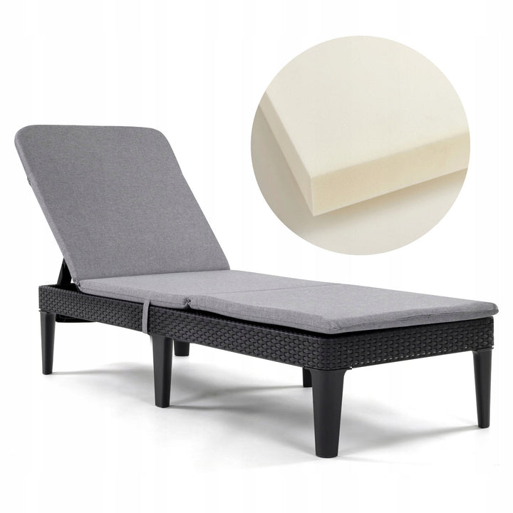 Kissen für Liegestuhl Jaipur, Farbe: Grau, Stoff S-550, Größe 190 x 60 cm, zwei Befestigungssysteme, wasserabweisend, vollständig waschbar, Jaipur Melange S-03