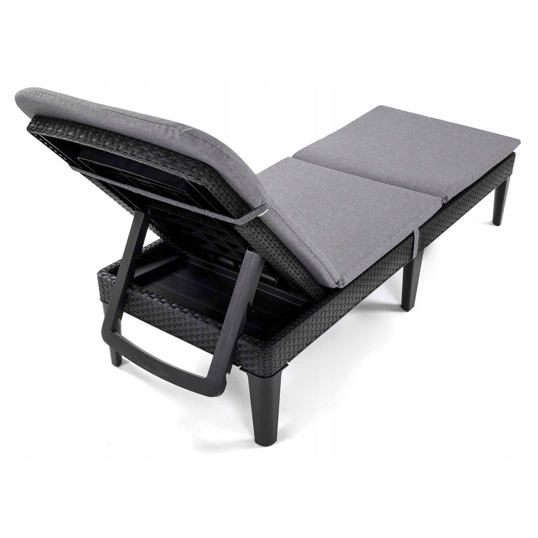 Kissen für Liegestuhl Jaipur, Farbe: Grau, Stoff S-550, Größe 190 x 60 cm, zwei Befestigungssysteme, wasserabweisend, vollständig waschbar, Jaipur Melange S-03