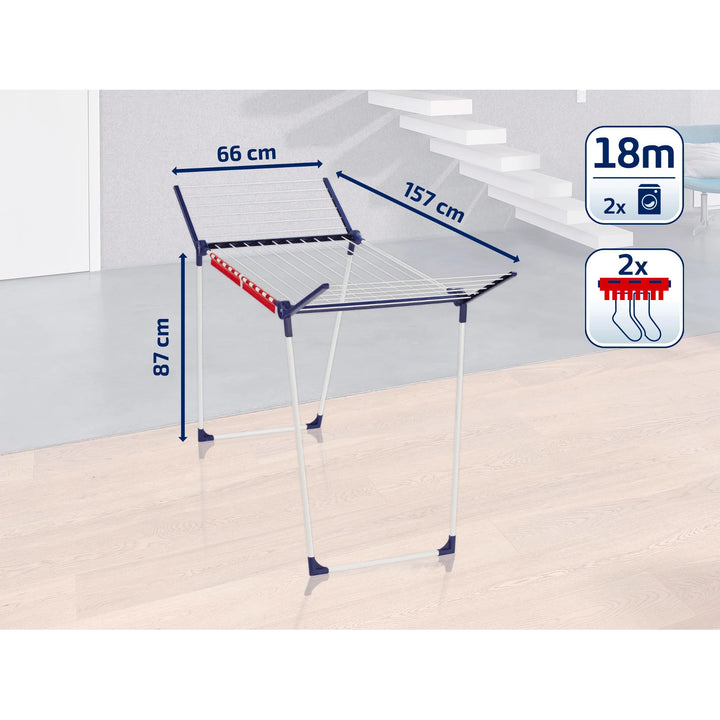 Wäscheständer Pegasus 180 Solid von Leifheit, Leinenlänge 18 m, stabile parallele Standbeine, witterungsbeständig, 2 Wäschehalter, 81514