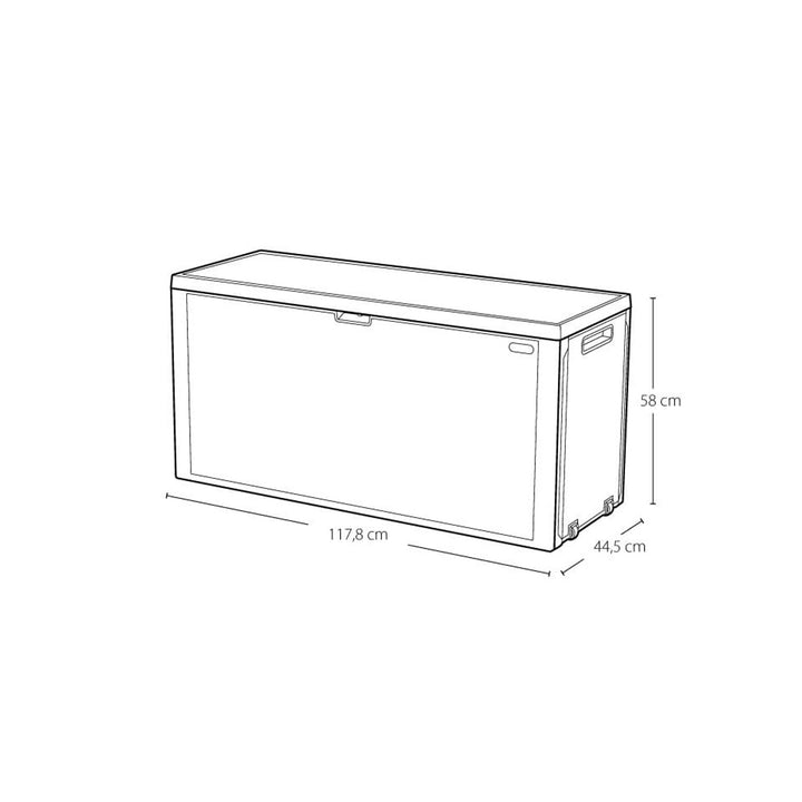 Keter Emily Gartenkiste, Fassungsvermögen 277 l, Farbe: braun, maximale Tragkraft 20 kg, witterungsbeständig, mit Griffen und Rollen, 249719