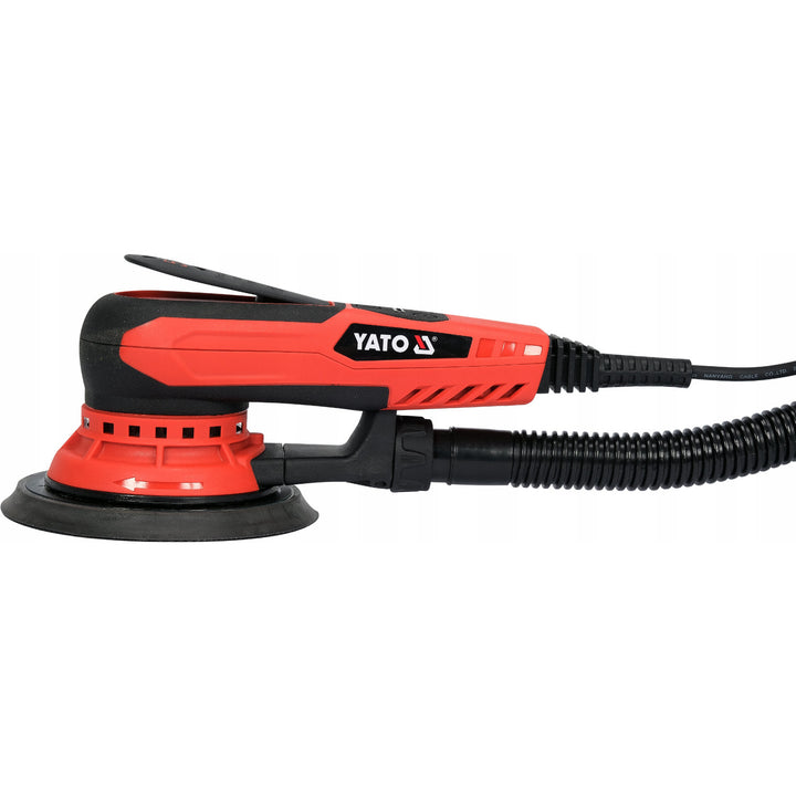Yato Exzenterschleifer, 150 mm, Leistung 350 W, Drehzahl 4000–10000 U/min, Kabellänge 3 m, Anschlussmöglichkeit für einen Staubsauger, YT-82206